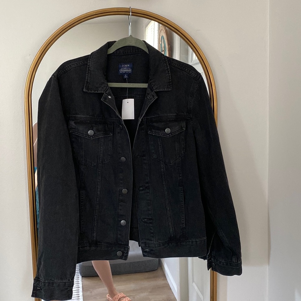 J. Crew mens black denim jacket size M NWT